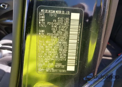 2013 Nissan Juke Sv from USA, damaged, VIN JN8AF5MV1DT216714